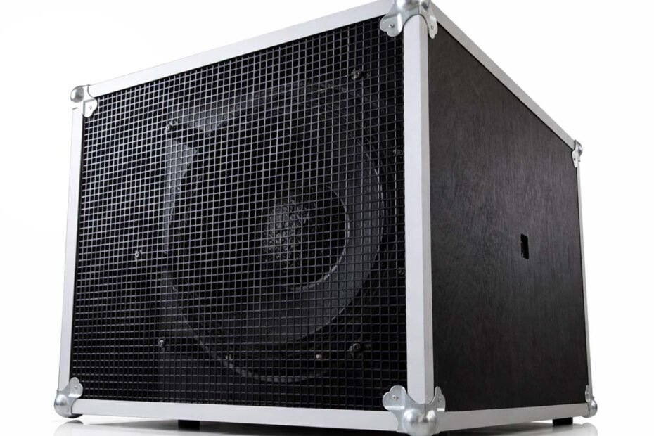 Een foto van een verhuurbare 18 inch PA-subwoofer voor grotere evenementen en festivals.